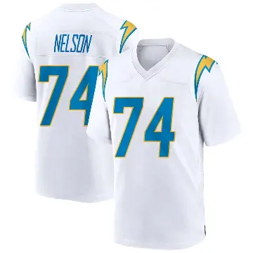＃74 Youth Ryan Nelson White Game Los Angeles Chargers Jersey